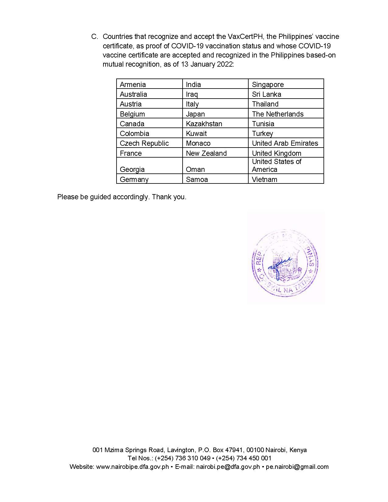PUBLIC ADVISORY No. 2022 04 Vaccination Requirements for all Foreign Nationals allowed to enter the Philippines Page 2