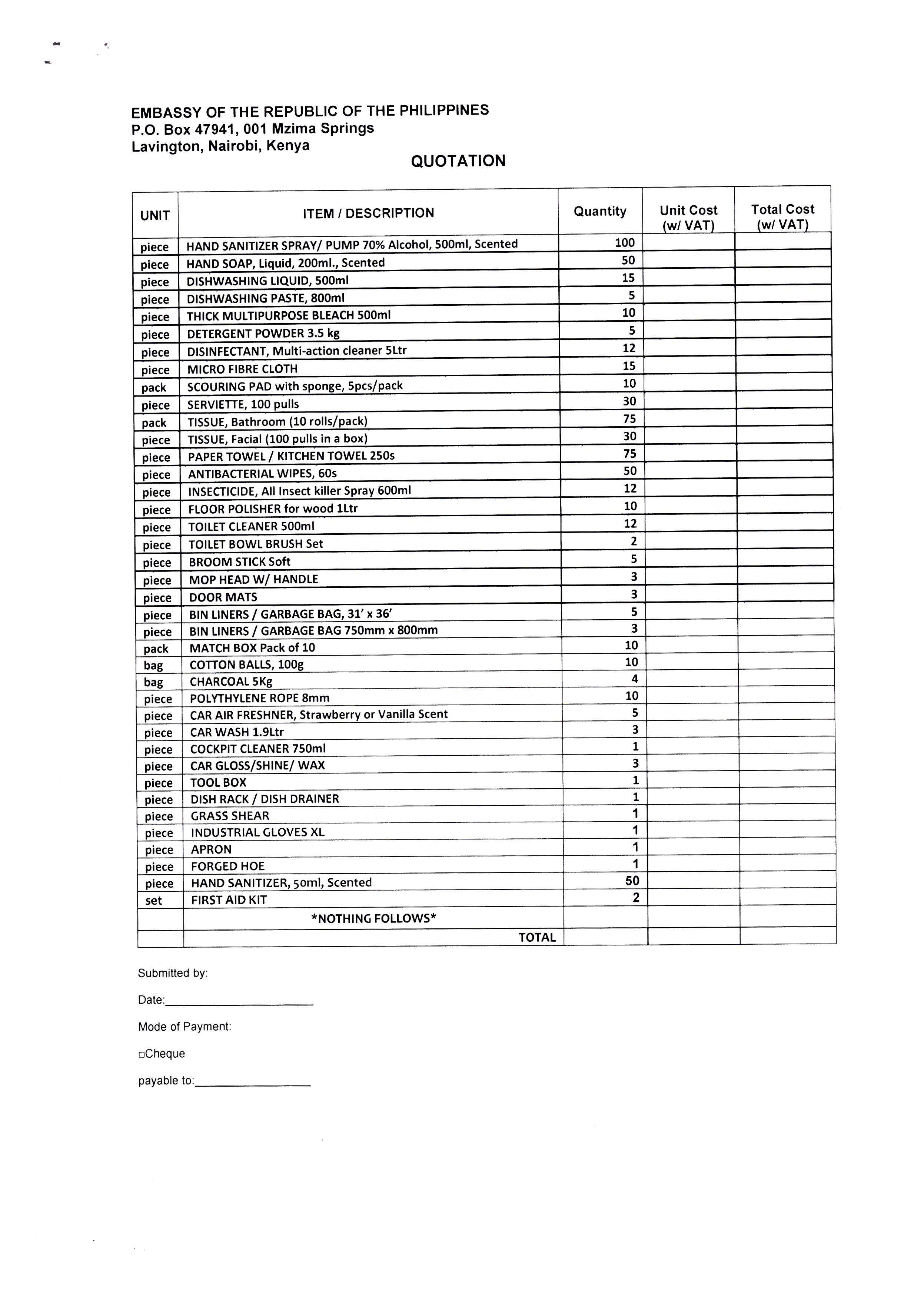 LET PHL 174 2022 BAC Request for Quotation Janitorial and Miscellaneous Supplies Page 2