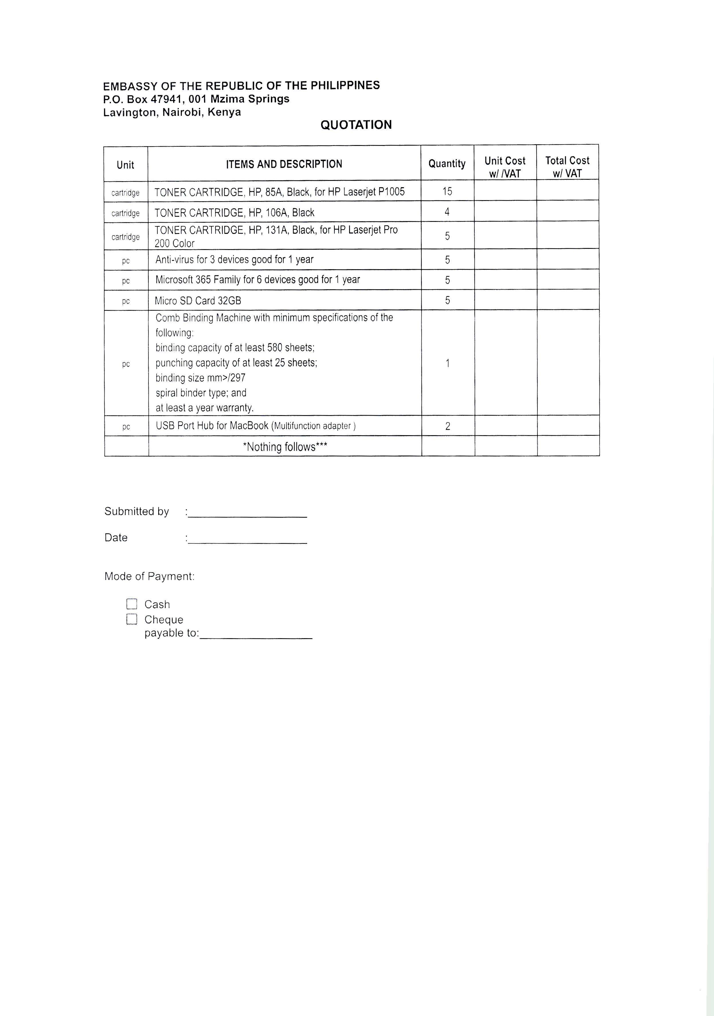 LET PHL 187 2024 BAC Request for Quotation. Common office and other miscellaneous supplies Page 2