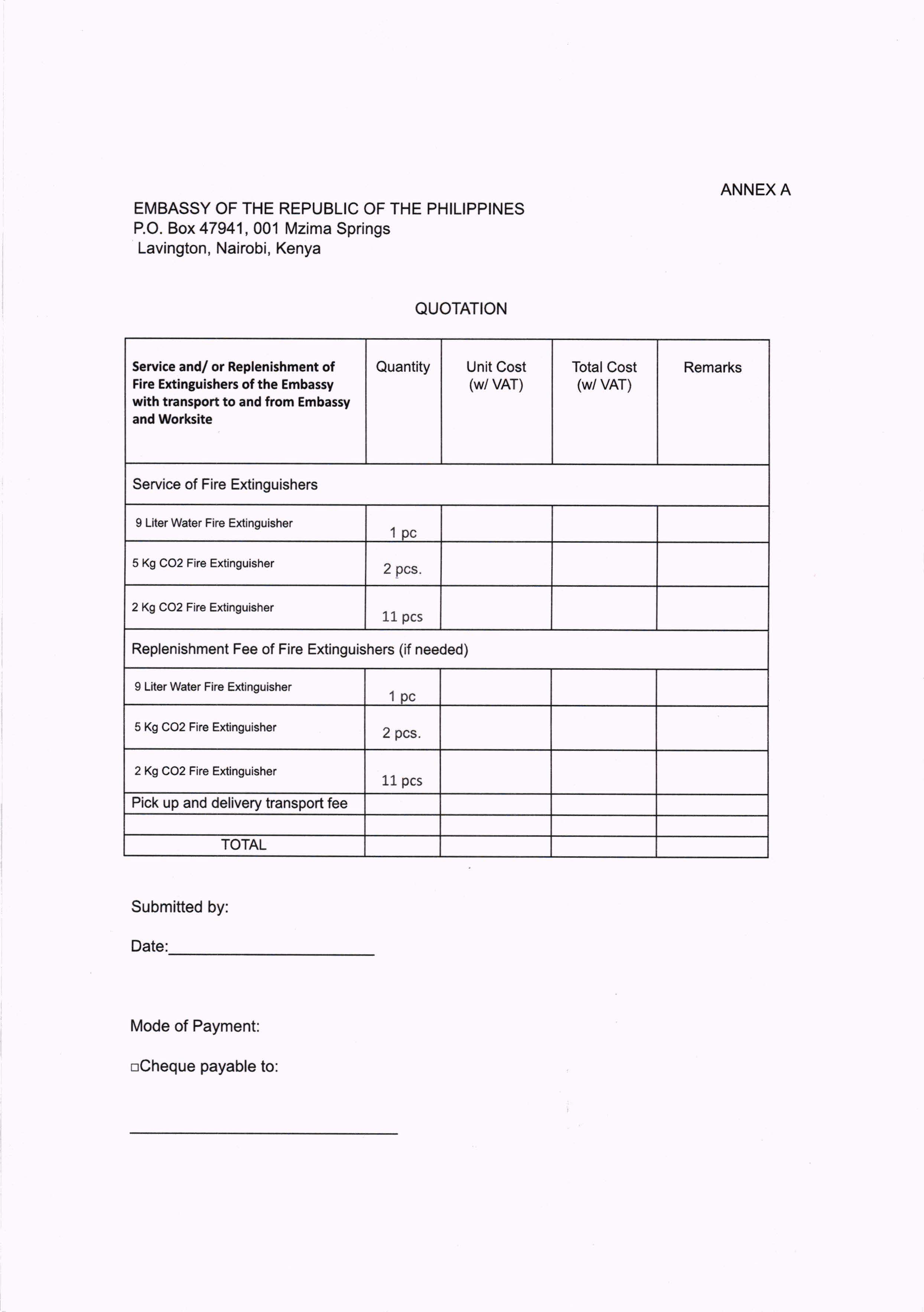 LET PHL 22 2022 BAC Request for Quotation Service and or Replenishment of Fire Extinguishers of the Embassy Page 2
