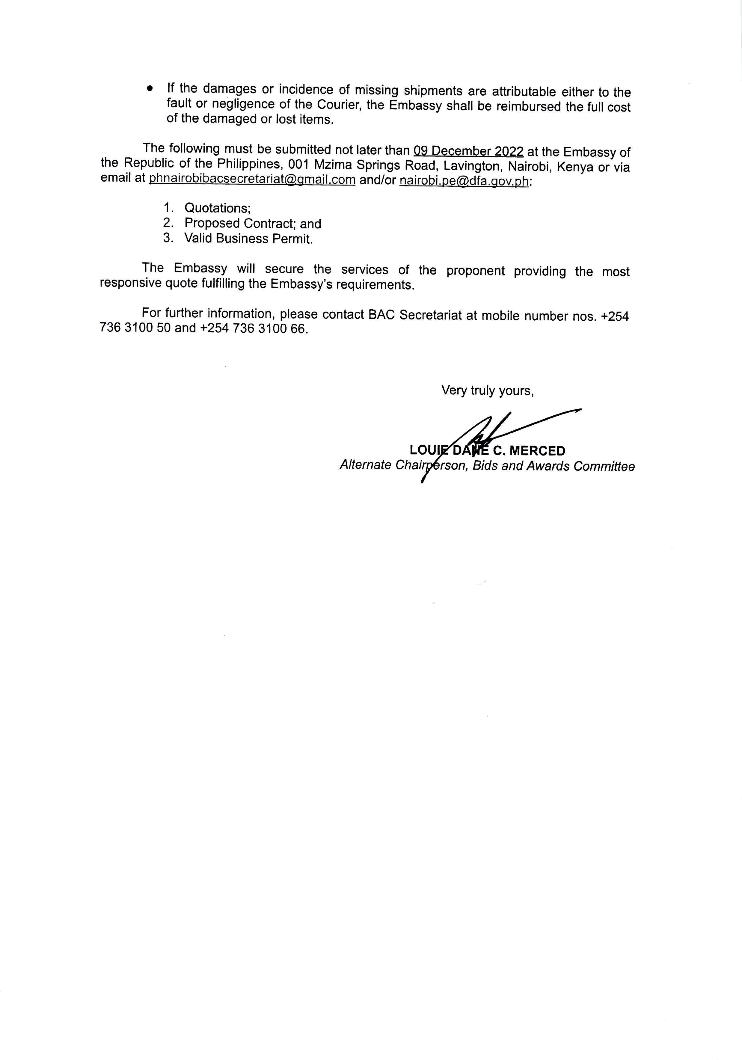 LET PHL 298 2022 BAC Request for Quotation for Rates of Courier Services 2023 Page 2