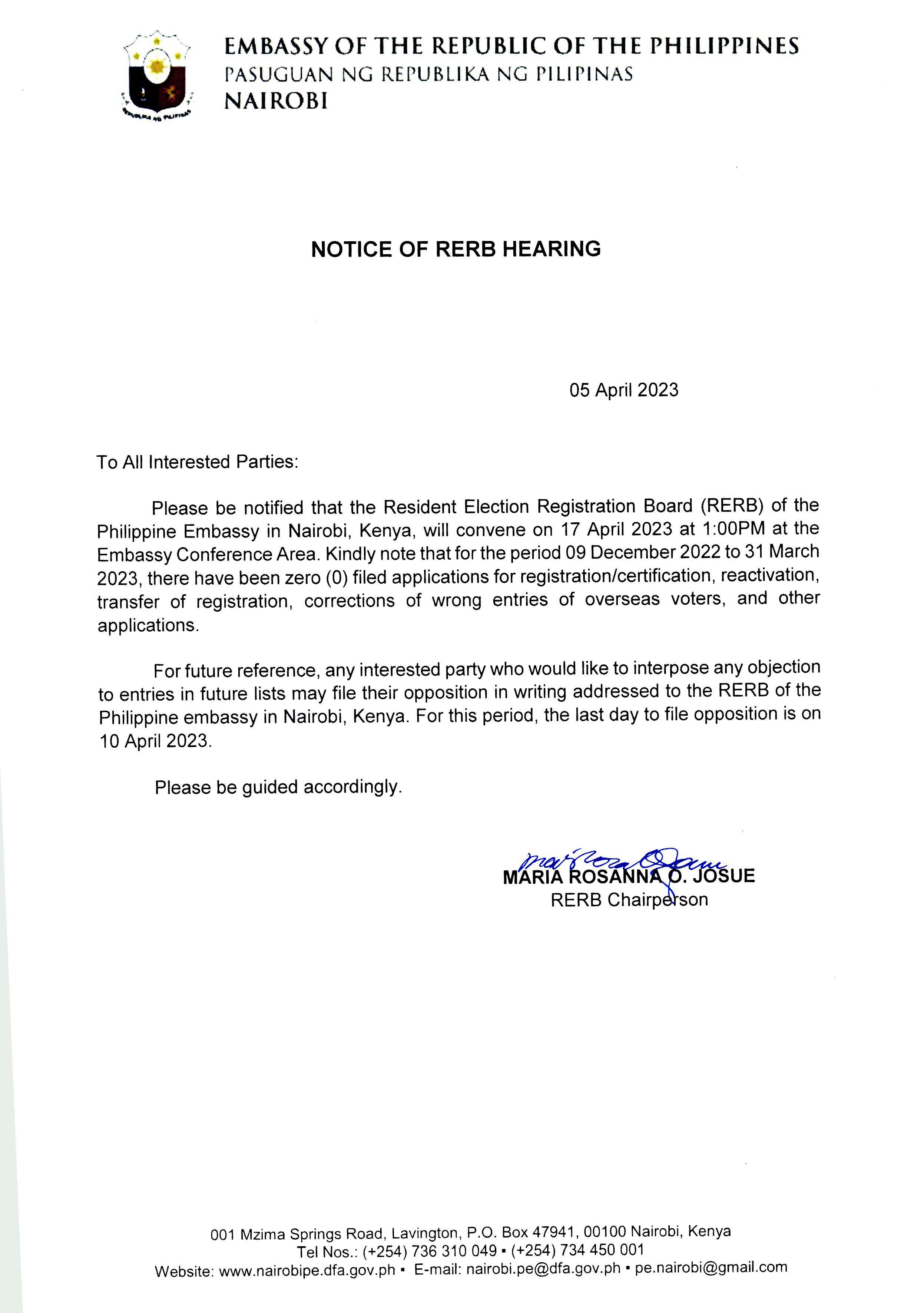 Notice of RERB Hearing 17 Apr 2023 Page 1